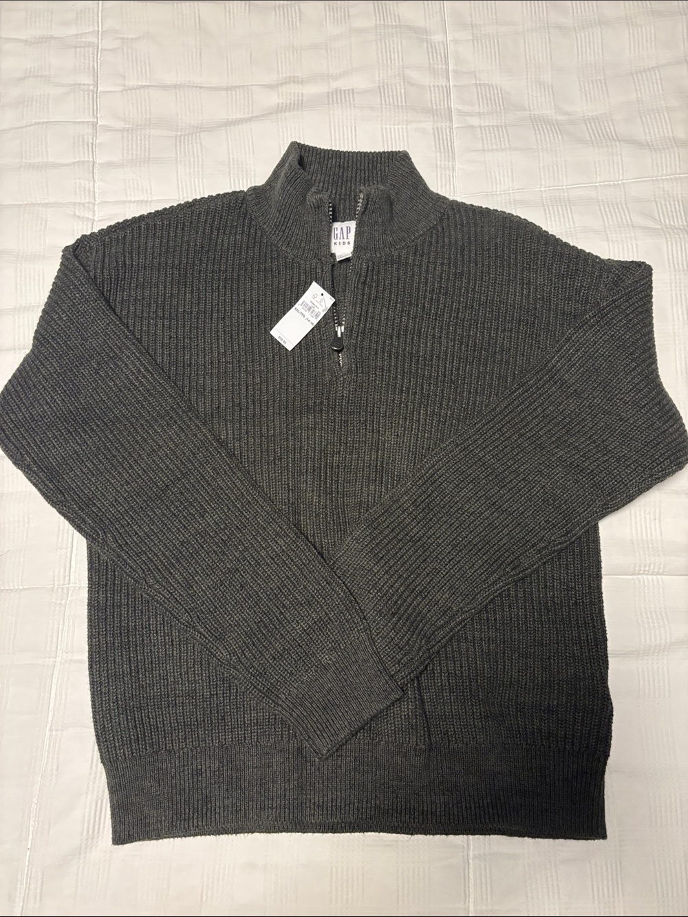 GAP Men's Dark Charcoal Half-Zip Ribbed Sweater